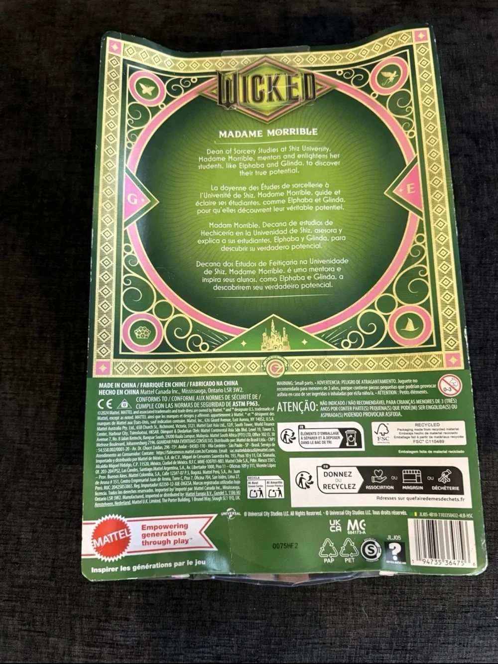 Mattel Wicked Movie Madame Morrible Shiz University Doll in Box READ